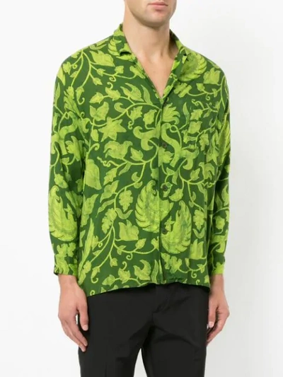 Pre-owned Yohji Yamamoto Vintage Floral Print Shirt In Green