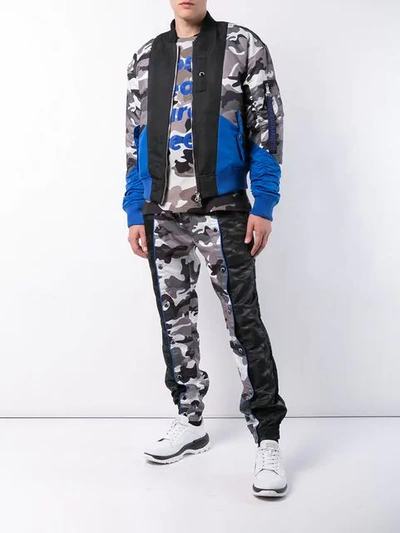 Shop Mostly Heard Rarely Seen Camouflage Print Bomber Jacket In Black