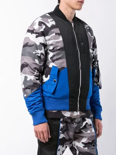 Shop Mostly Heard Rarely Seen Camouflage Print Bomber Jacket In Black