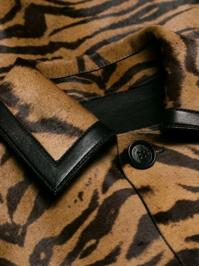 Shop Versace Tiger Striped Coat In Brown