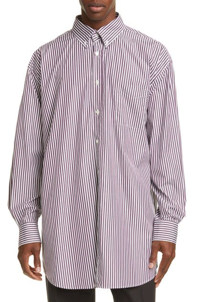 Shop Maison Margiela Classic Stripe Button-down Shirt In Aubergine Stripes