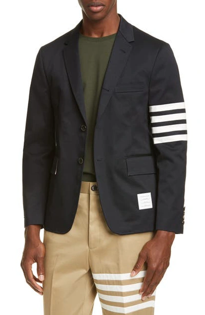 Shop Thom Browne Unconstructed Twill Sport Coat In Navy