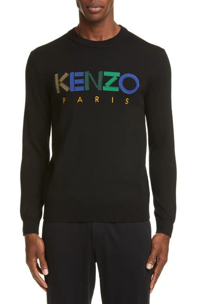 Shop Kenzo Logo Wool Sweater In Black