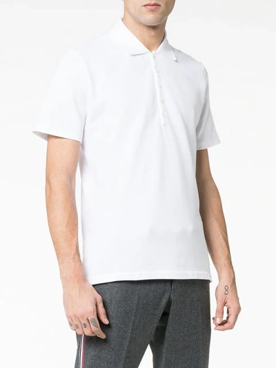 Shop Thom Browne Tricolour Back Stripe Cotton Polo Shirt In White