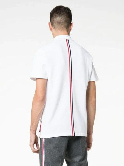 Shop Thom Browne Tricolour Back Stripe Cotton Polo Shirt In White