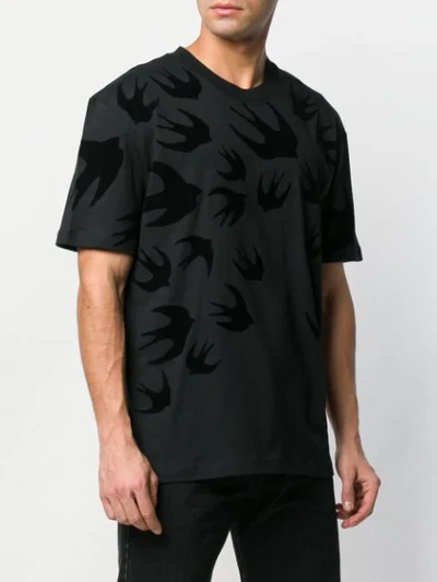 Shop Mcq By Alexander Mcqueen Swallow Print T-shirt In Black