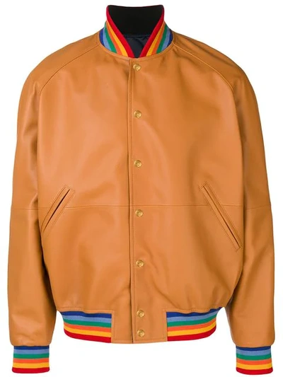 Shop Loewe Contrasting Bomber Jacket In Brown