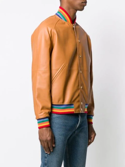 Shop Loewe Contrasting Bomber Jacket In Brown