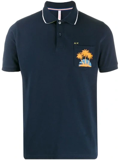 Shop Sun 68 Chest Pocket Polo Shirt In Blue