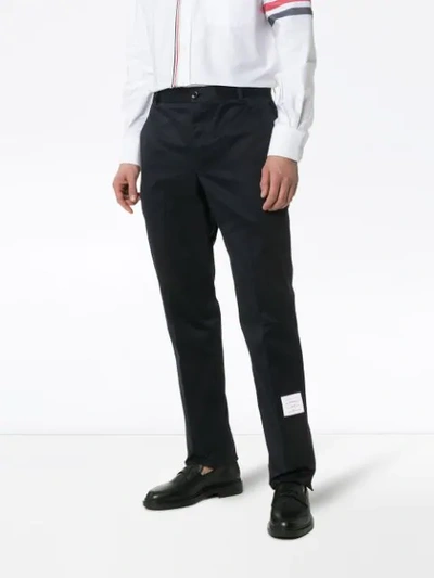 Shop Thom Browne Unconstructed Cotton Twill Trouser In Blue