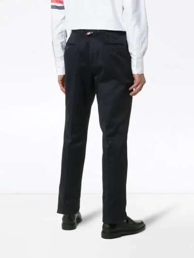 Shop Thom Browne Unconstructed Cotton Twill Trouser In Blue