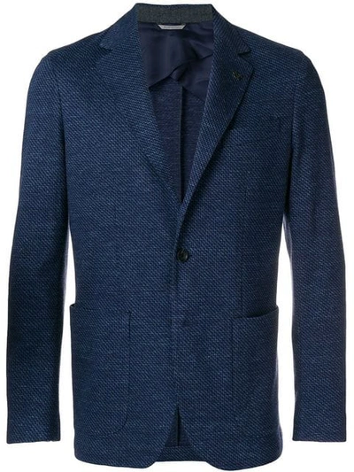 Shop Canali Single Breasted Blazer In Blue