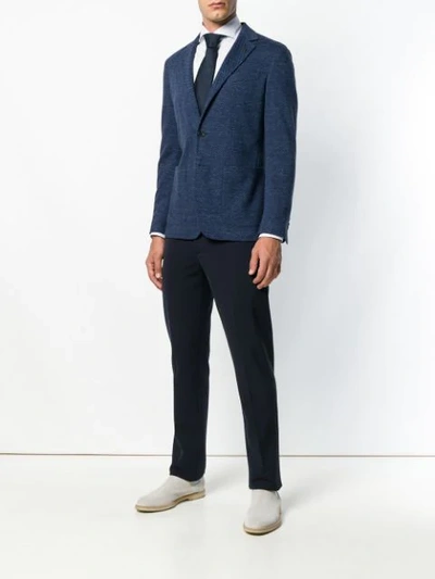 Shop Canali Single Breasted Blazer In Blue