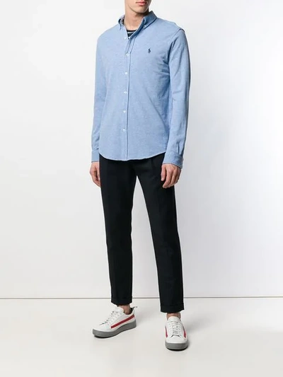 Polo Ralph Lauren Slim Fit Long Sleeve Poplin Button Down Shirt In Blue