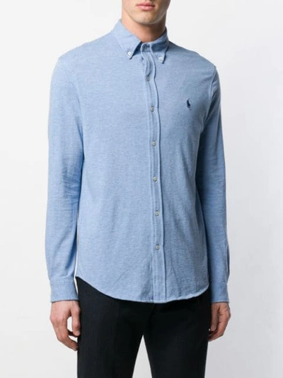 Polo Ralph Lauren Slim Fit Long Sleeve Poplin Button Down Shirt In Blue