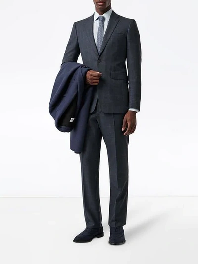 Shop Burberry Classic Fit Windowpane Check Wool Suit In Light Navy