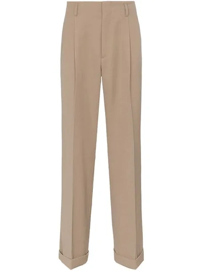 Shop Gucci Relaxed Turn-up Cuff Trousers In Neutrals