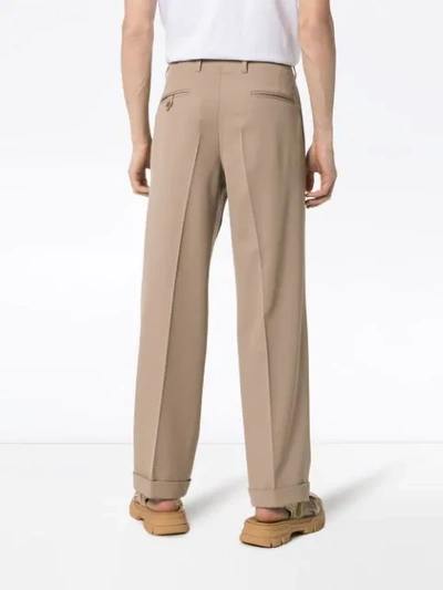 Shop Gucci Relaxed Turn-up Cuff Trousers In Neutrals