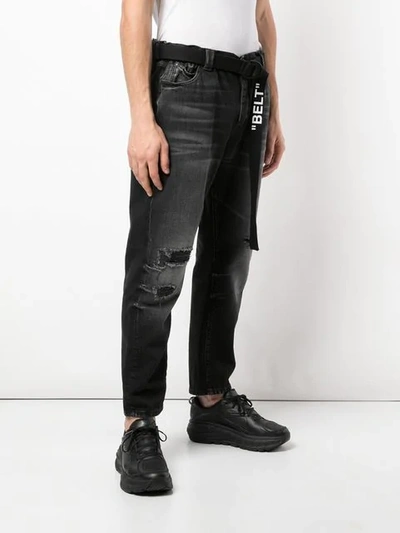 OFF-WHITE LOW-CROTCH STRAIGHT-LEG JEANS - 黑色