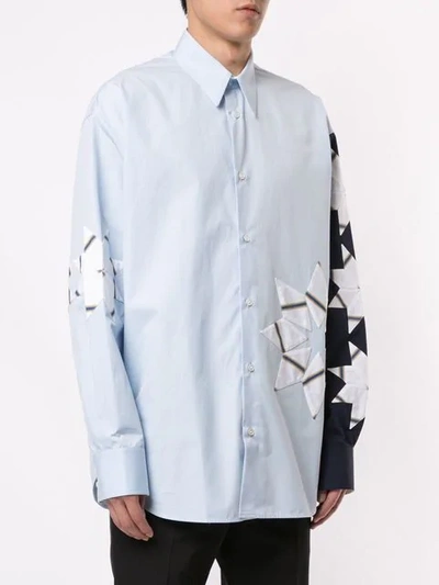 Shop Calvin Klein 205w39nyc Contrast Sleeve Shirt In Blue