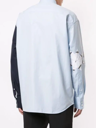 Shop Calvin Klein 205w39nyc Contrast Sleeve Shirt In Blue