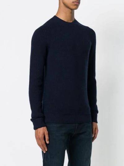 Shop Al Duca D'aosta Rib Knit Fitted Sweater In Blue