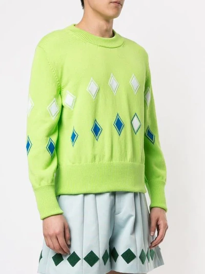 Shop Namacheko Geometric Knit Sweater In Green
