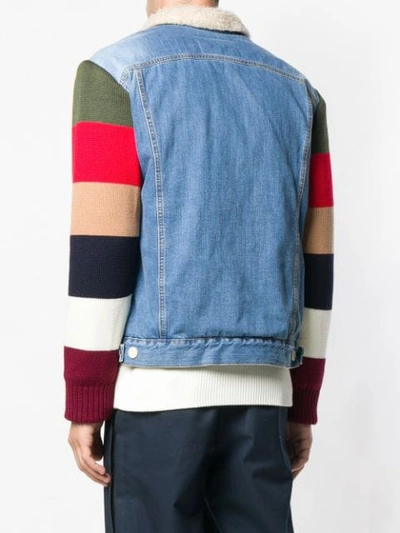 Shop Lc23 Striped Printed Jacket - Blue
