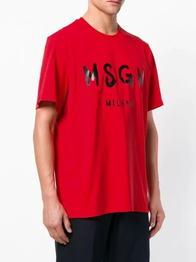 Shop Msgm Logo Print T In Red