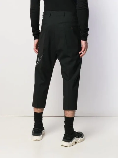 Shop Rick Owens Geometric Embroidery Cropped Trousers In Black
