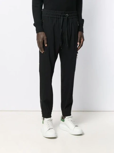 Shop Dolce & Gabbana Zip Detail Drawstring Track Pants In Black