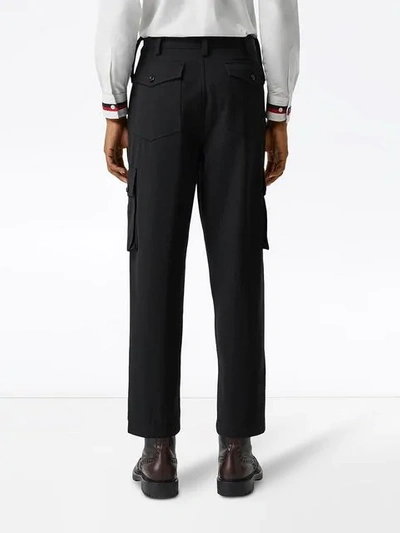 Shop Burberry Cropped Cargo Trousers In Black