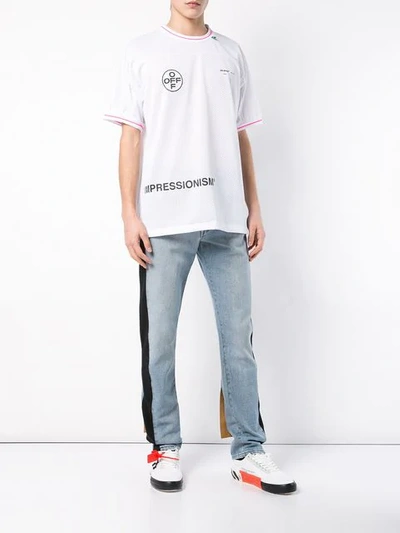 OFF-WHITE 侧条纹牛仔裤 - 蓝色