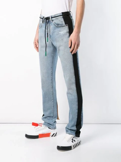 OFF-WHITE 侧条纹牛仔裤 - 蓝色