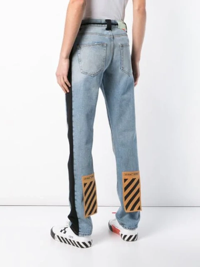 OFF-WHITE 侧条纹牛仔裤 - 蓝色