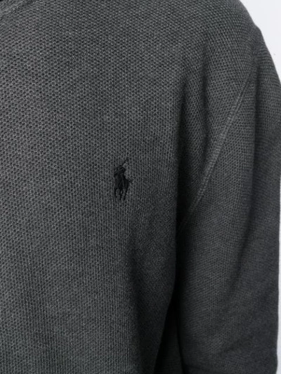 Shop Polo Ralph Lauren Hooded Zip-up Cardigan In Grey