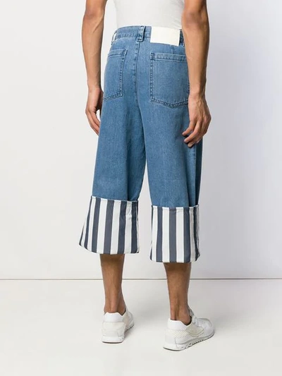 Shop Sunnei Wide Leg Cropped Trousers In Blue