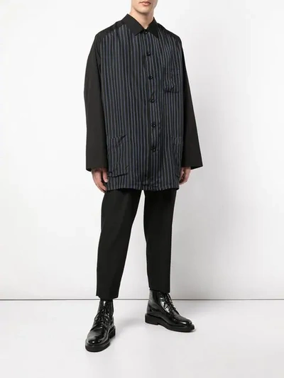 Shop Yohji Yamamoto Striped Shirt Jacket In 1-blk