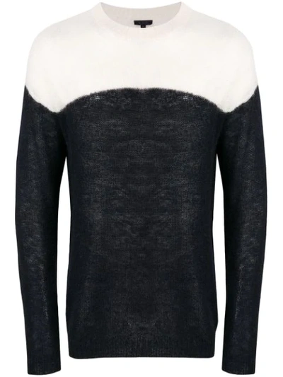 Shop Belstaff Two-tone Fine Knit Sweater In Black