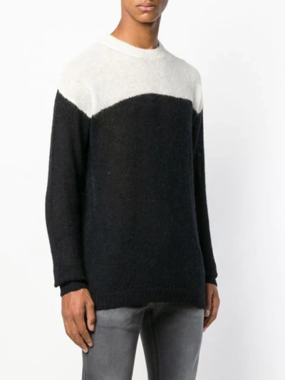 Shop Belstaff Two-tone Fine Knit Sweater In Black