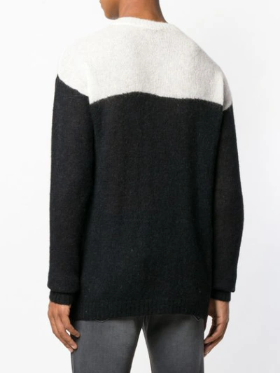Shop Belstaff Two-tone Fine Knit Sweater In Black