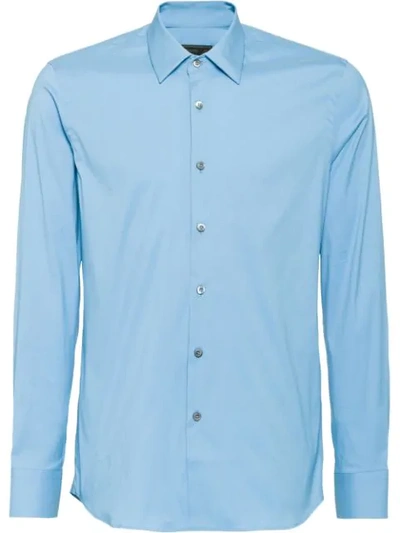 Shop Prada Slim-fit Poplin Shirt In F0076 Celeste