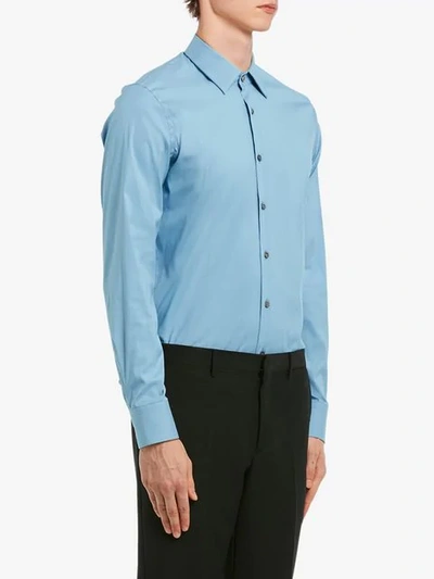 Shop Prada Slim-fit Poplin Shirt In F0076 Celeste