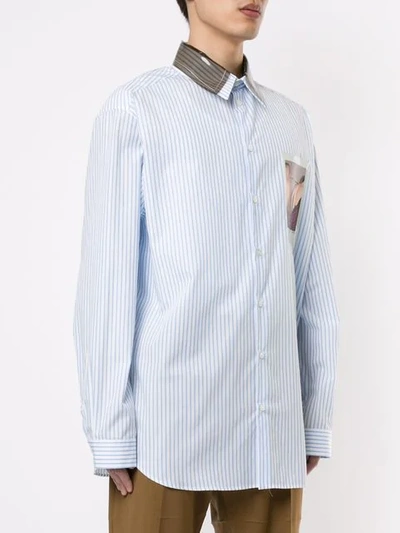Shop N°21 Collar Detail Photographic Button-up Shirt In Blue