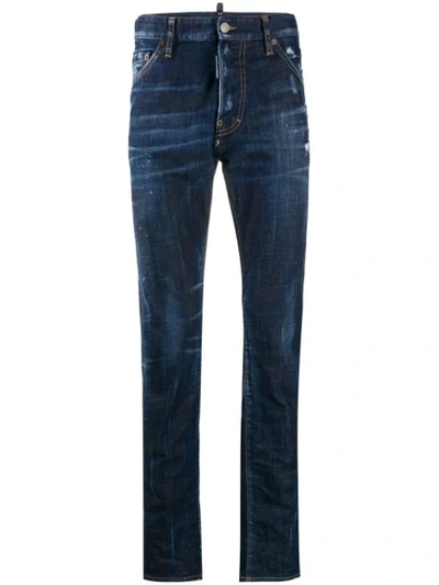 Shop Dsquared2 Straight Leg Jeans In Blue