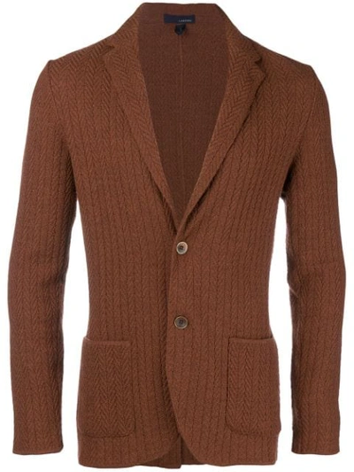 Shop Lardini Single Breasted Knitted Blazer - Brown