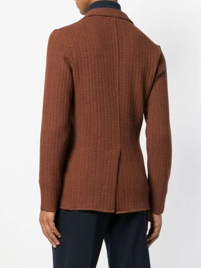 Shop Lardini Single Breasted Knitted Blazer - Brown