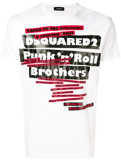 Dsquared2 Punk N Roll Brothers T-shirt In 100 White | ModeSens