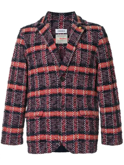 Shop Coohem Checked Tweed Jacket - Red