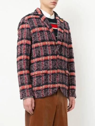 Shop Coohem Checked Tweed Jacket - Red